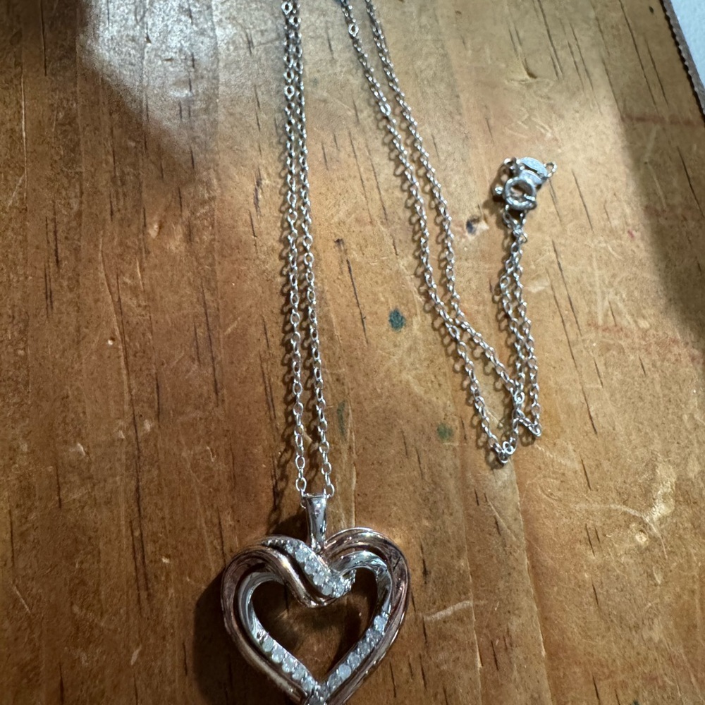 Silver and rose gold Heart Pendant Necklace